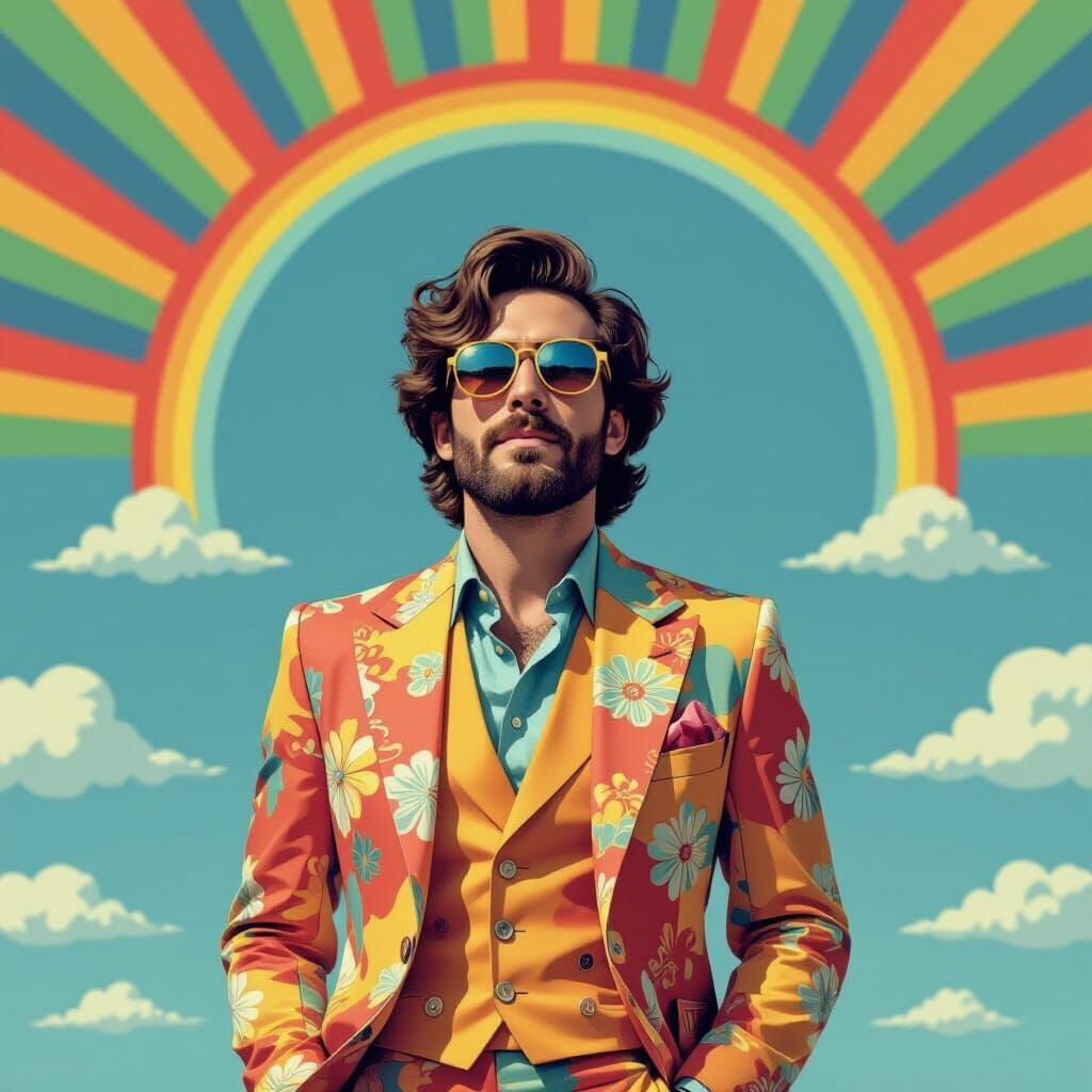 Psychedelic Portrait in 1960s Poster Style