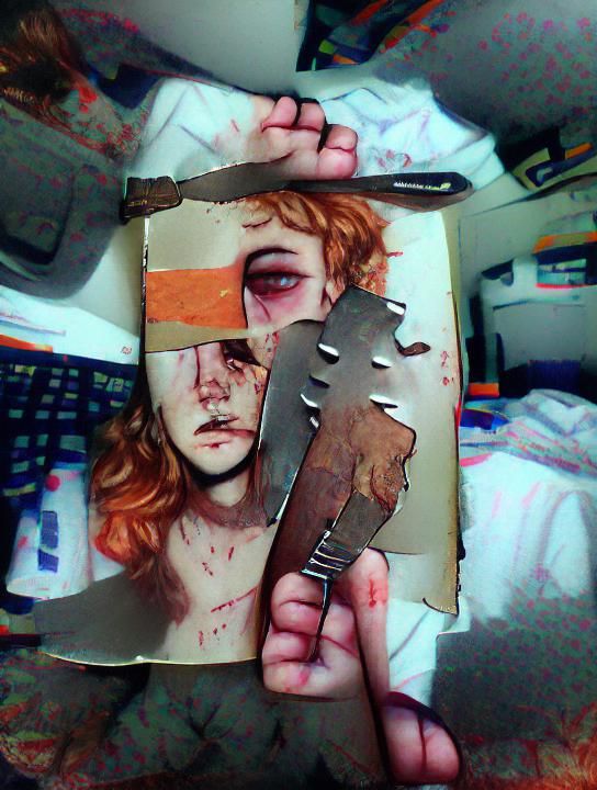 Rusted Knife Beside Open Wound