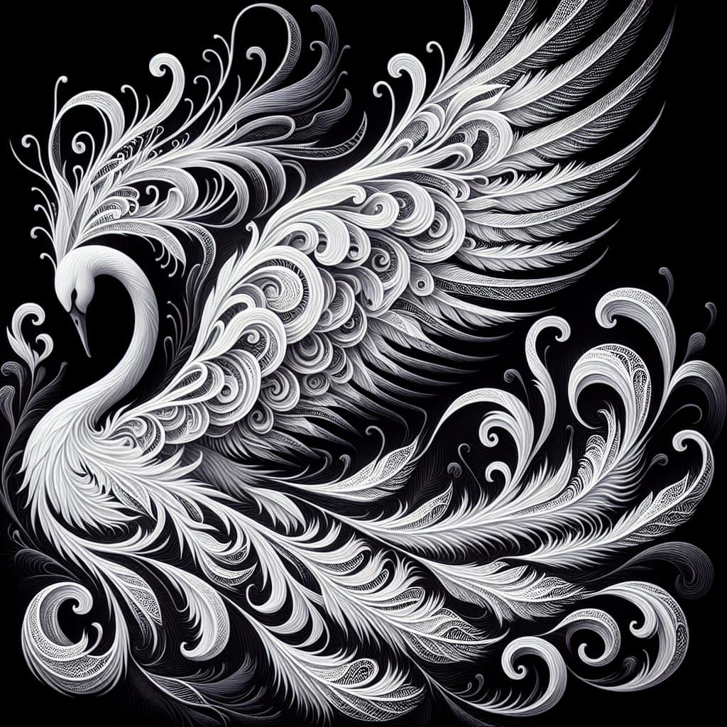 Majestic White Bird with Intricate Lace-Like Feathers