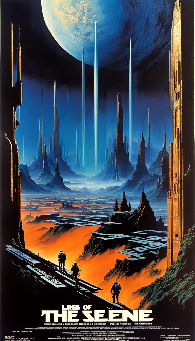 Retro Sci-Fi Movie Poster in Digital Matte Painting Style