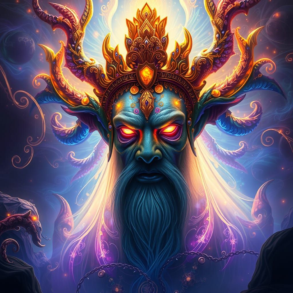 Ethereal Regal Being in Lush, Dreamlike Environment