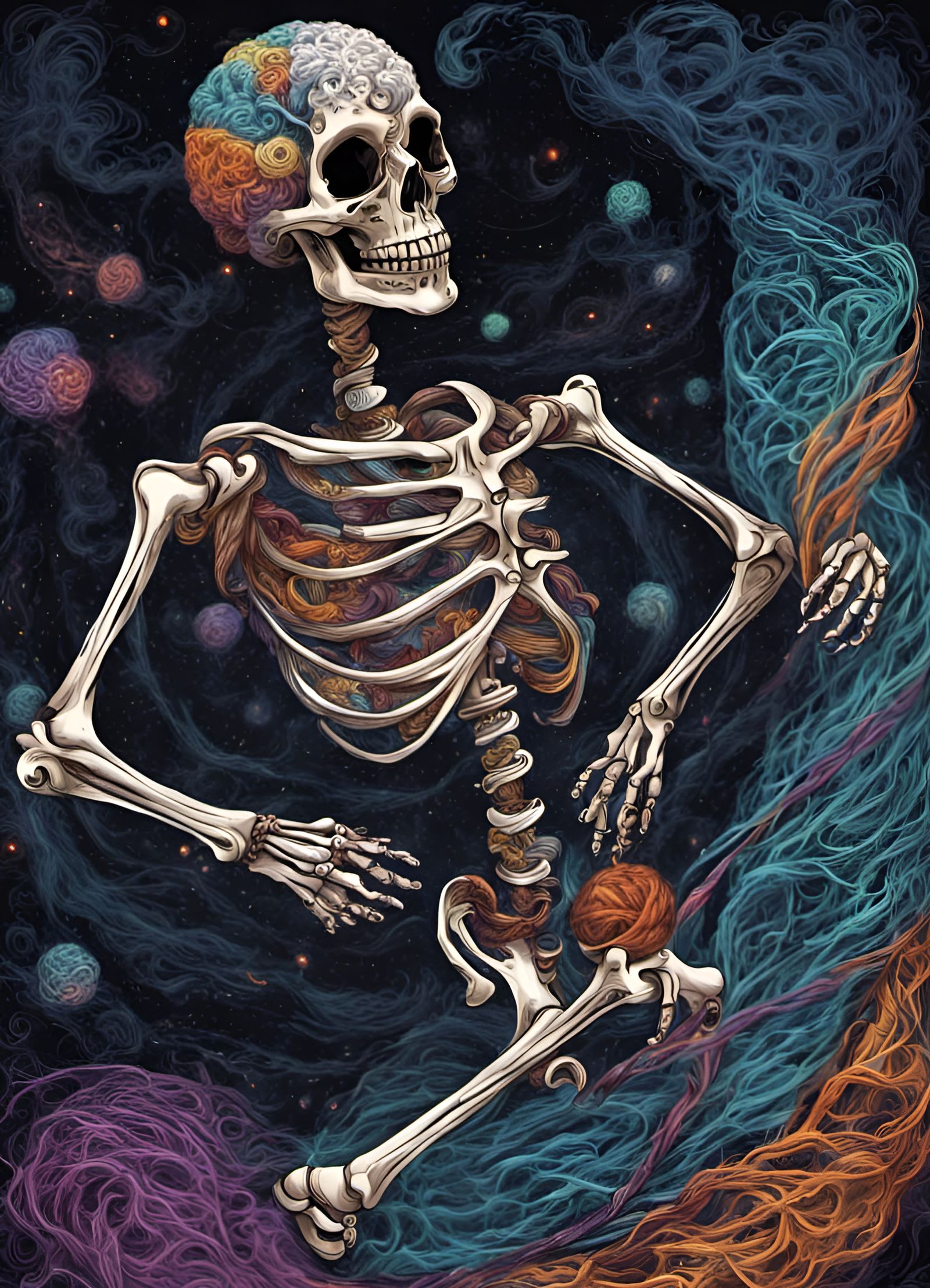 Skeleton Dying to Knit