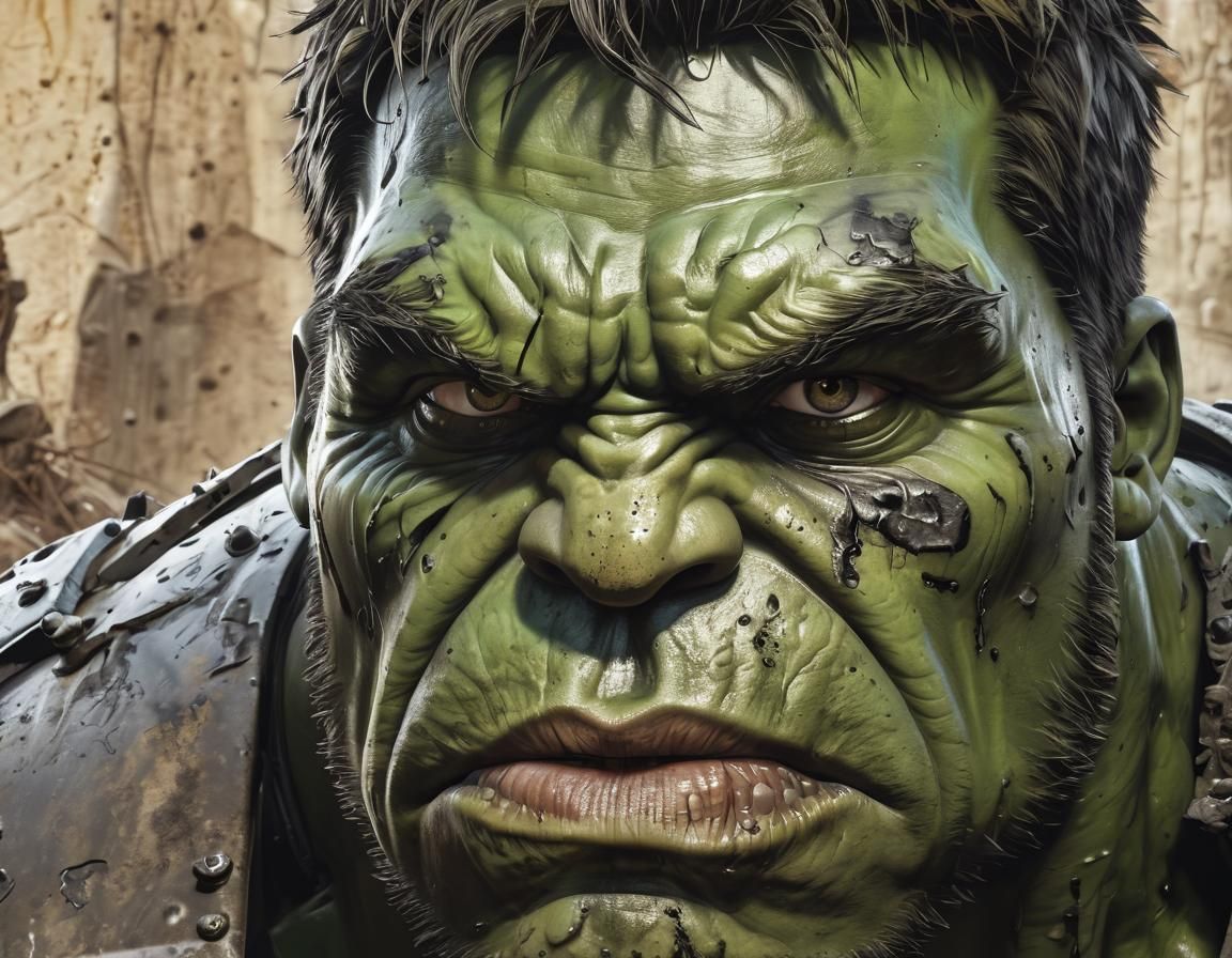 Hulk in Hyperrealistic Fallout 4-Inspired Ink Painting