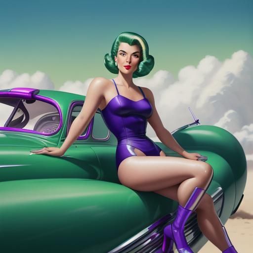 Retro Space Pin-Up Girl with Ray Gun