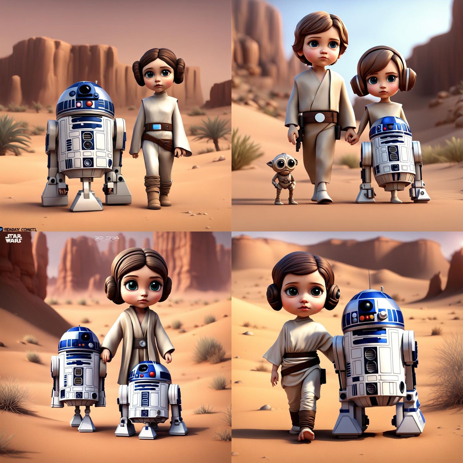 Leia and Luke Skywalker as Chibi Characters