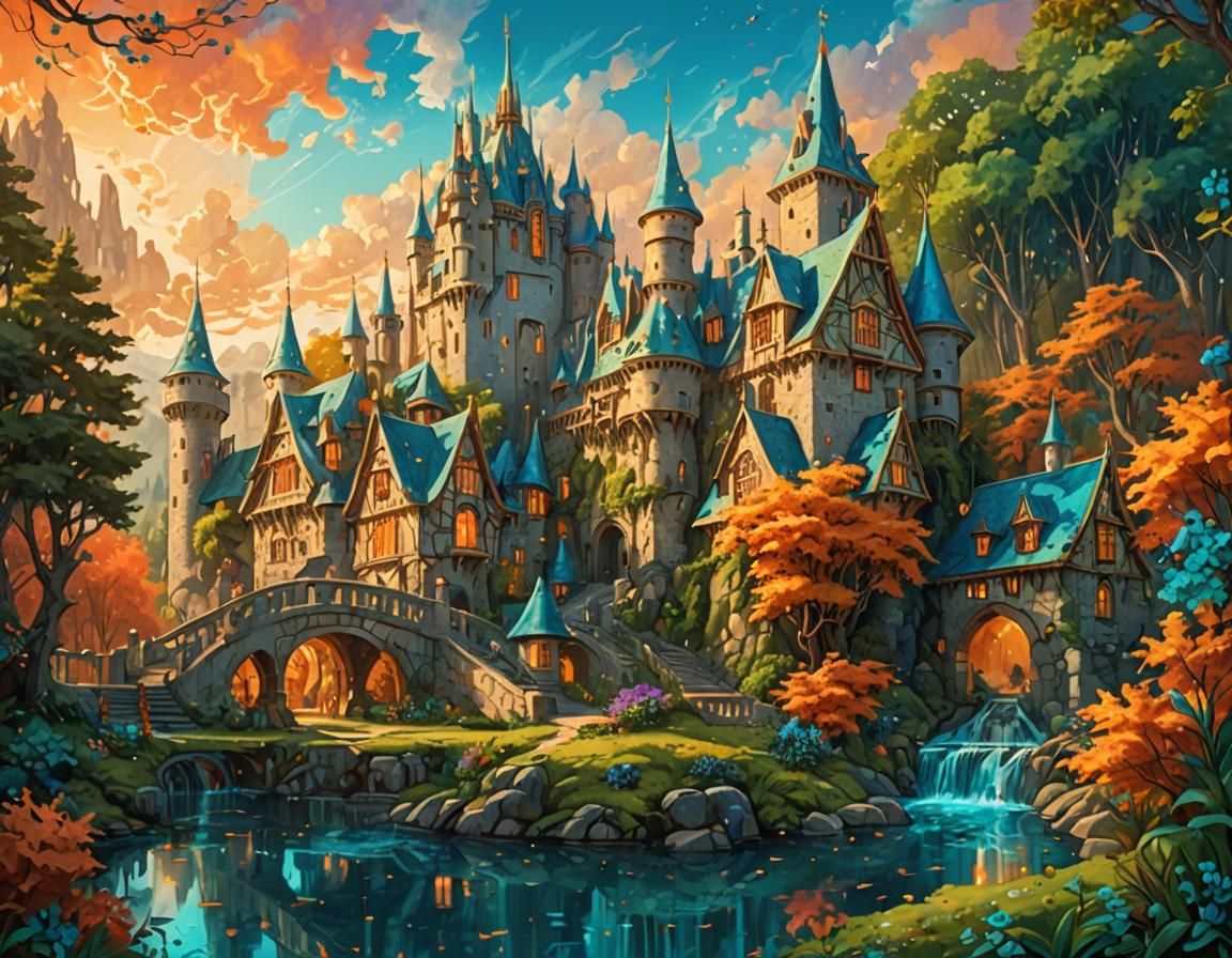 Mystical Castle in Enchanted Forest: Splash Art