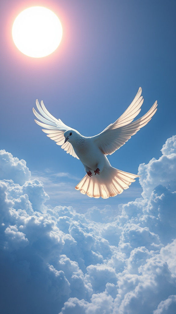Mystical Dove in Ethereal Sky, Surrealist Style