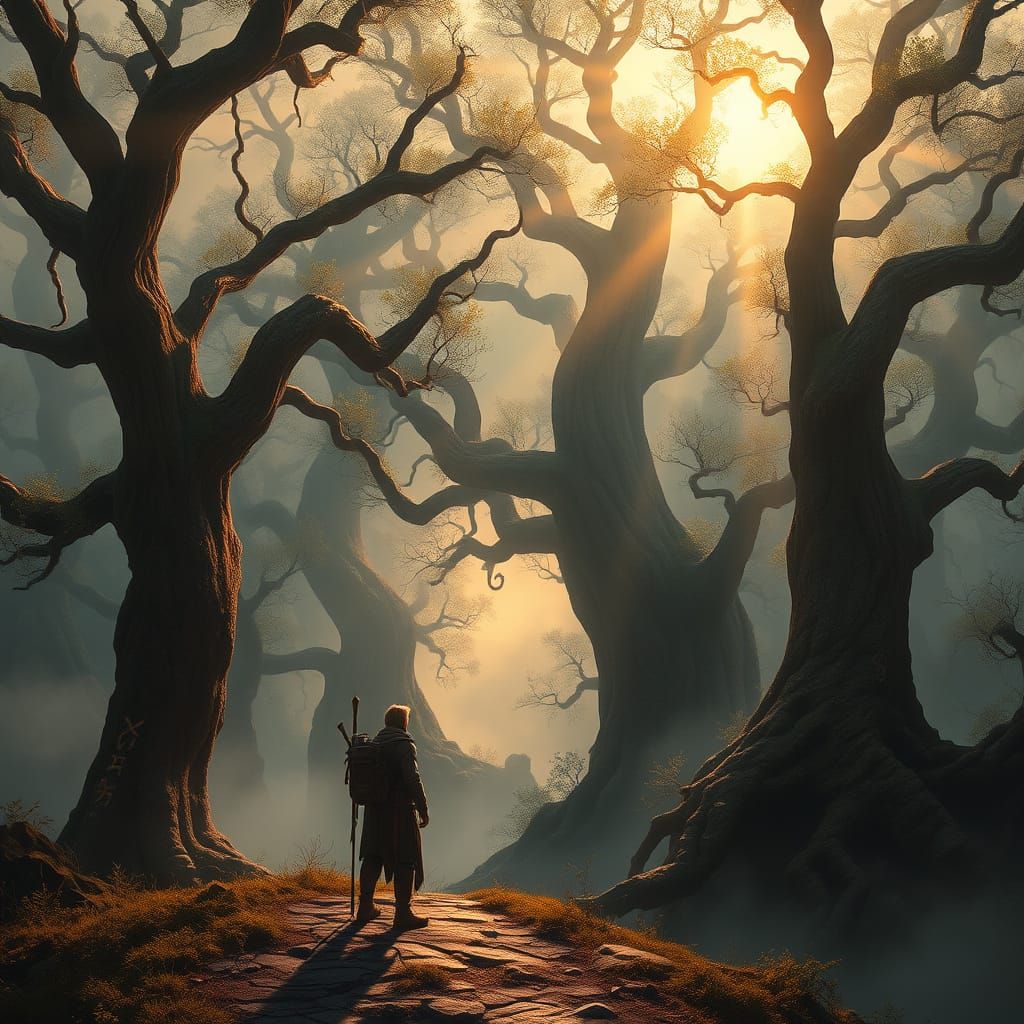 Mystical Adventurer at Sunrise