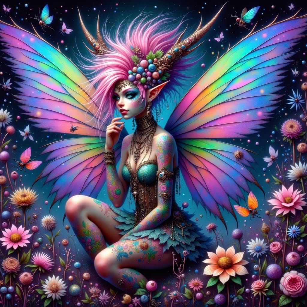 Glowing Biome Creatures in Vibrant, Iridescent Punk Style