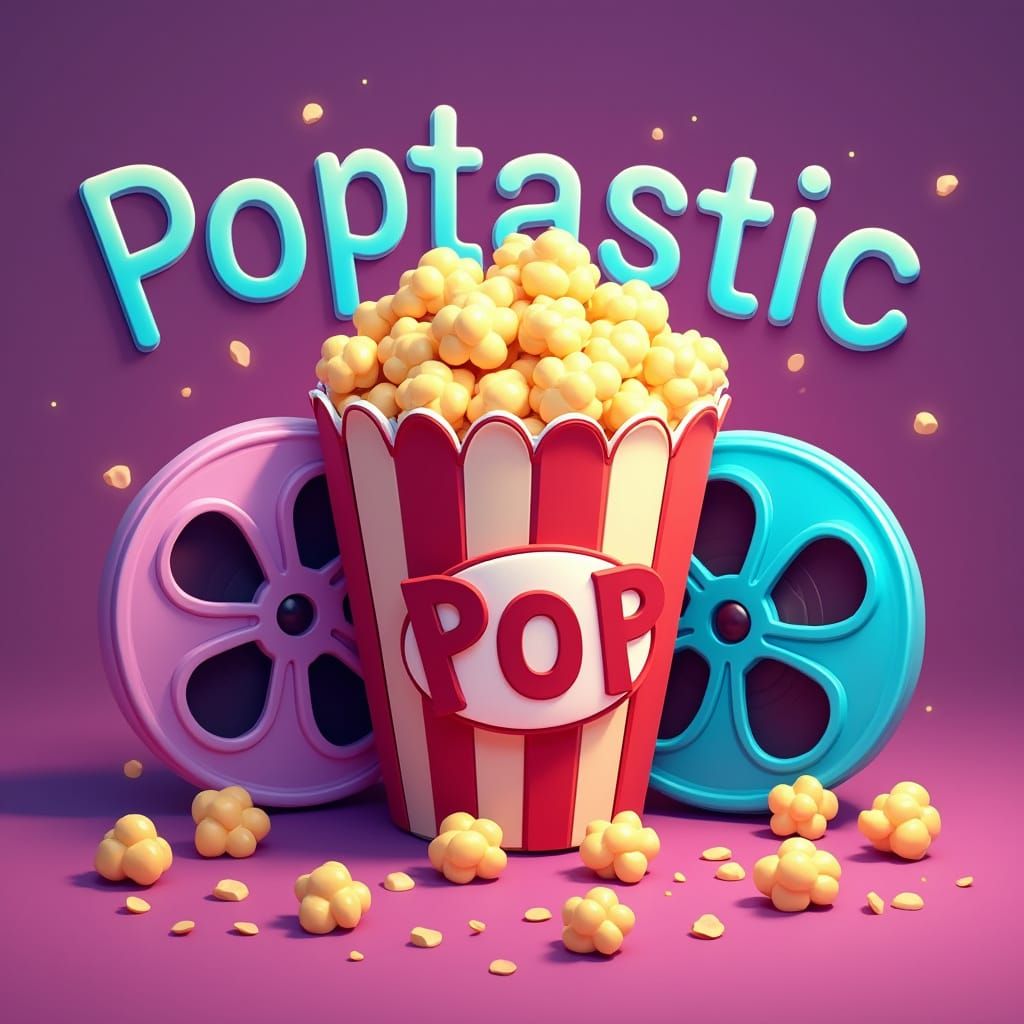 Vibrant Cartoon App Logo for Poptastic Movie Platform