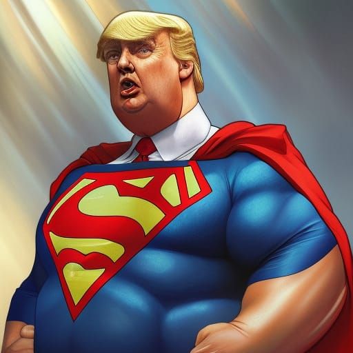 Cartoon Donald Trump as Superman: Detailed Portrait