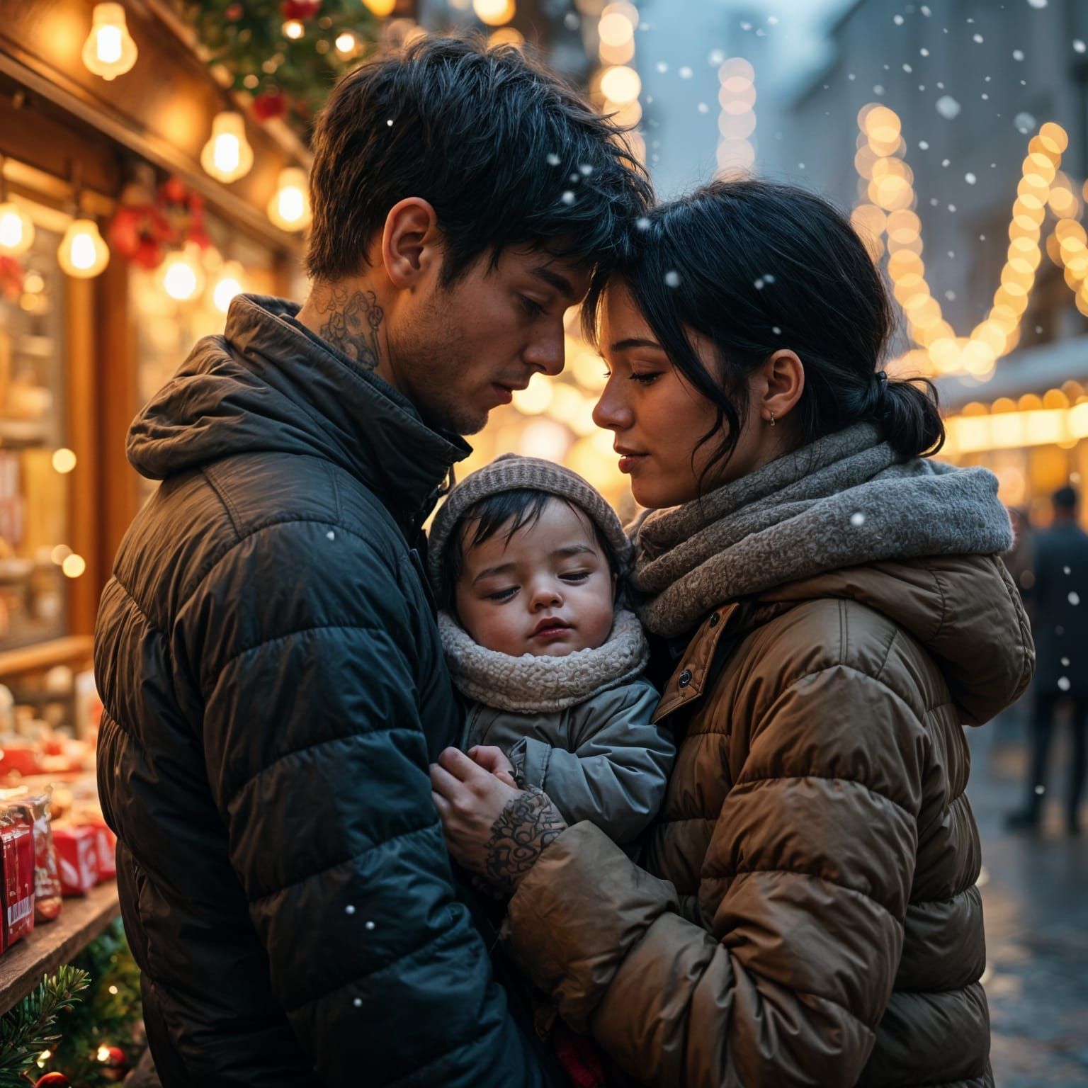 Family at Christmas Market