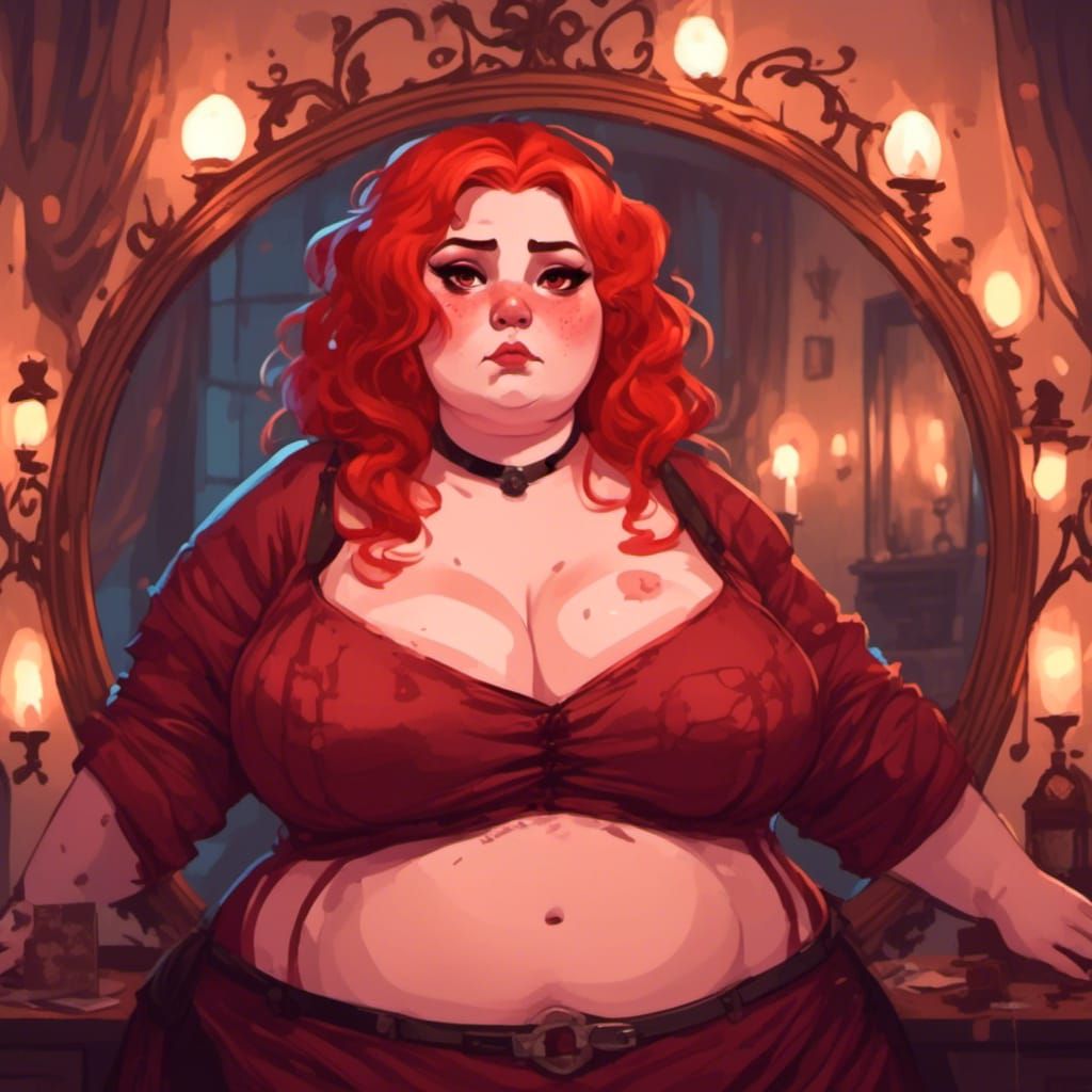 Gothic Woman Reflects in Broken Mirror