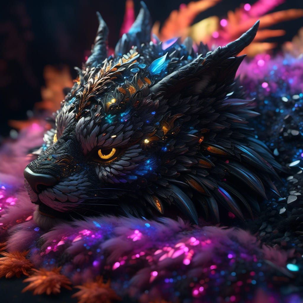Sleeping Winged Tiger Dragon in Hyperreal CGI