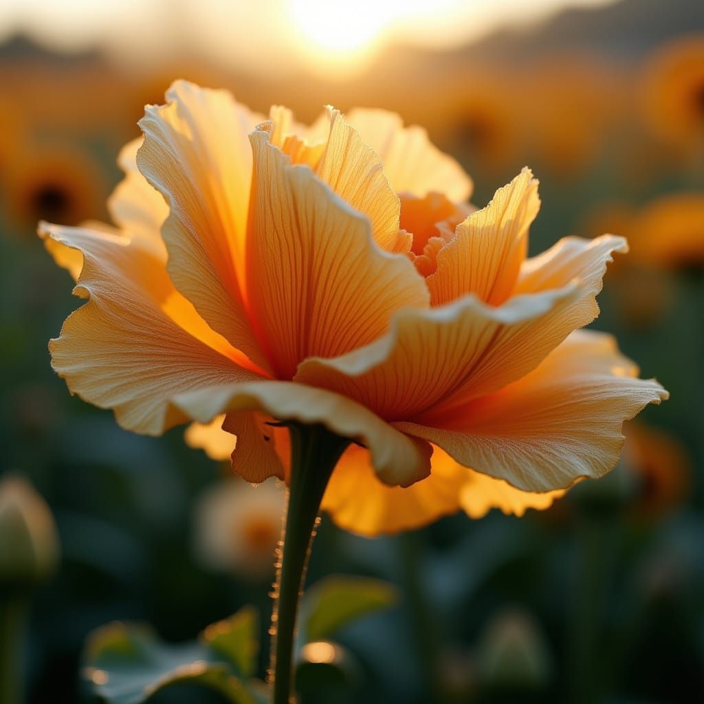 Golden Petals Unfurling with Double Exposure Effect