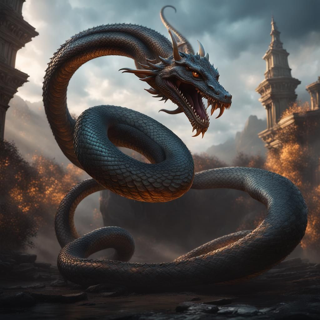 Fiery Serpent Dragon Digital Art