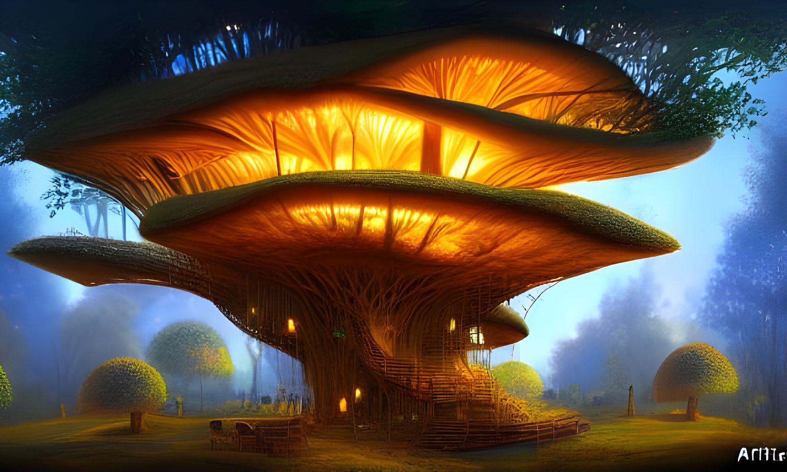 Honeypunk Mushroom Treehouse Concept Art