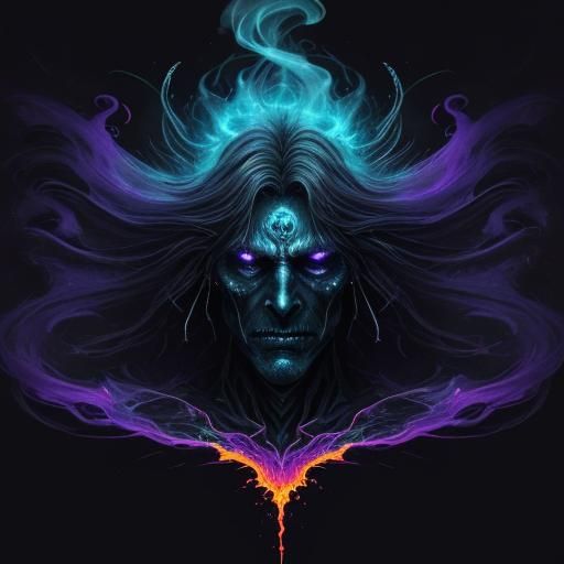 Surreal Fanged Ghost Emerging Under Bloody Moon