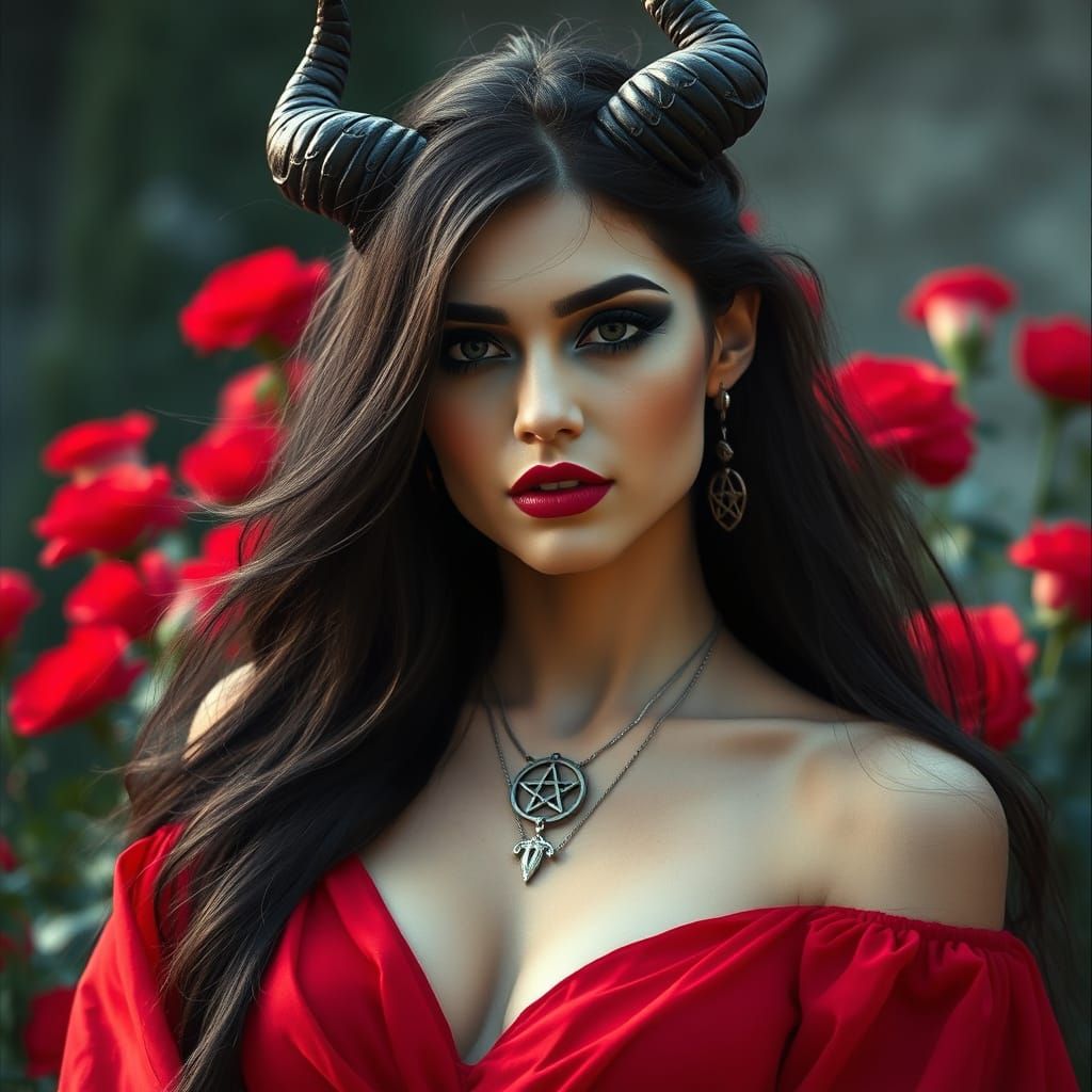 Ethereal Goddess in Crimson Splendor
