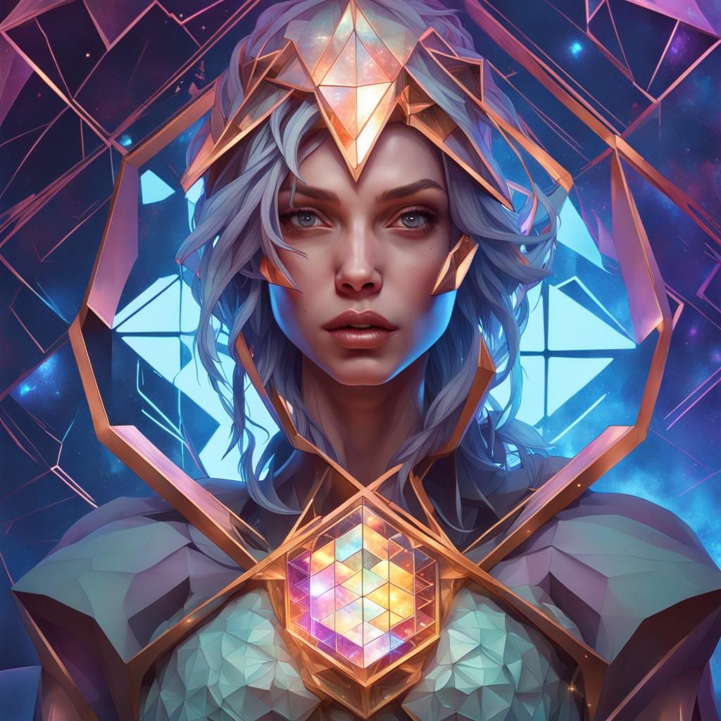 Trippy Galaxy Sorceress Portrait in Detailed Splash Art
