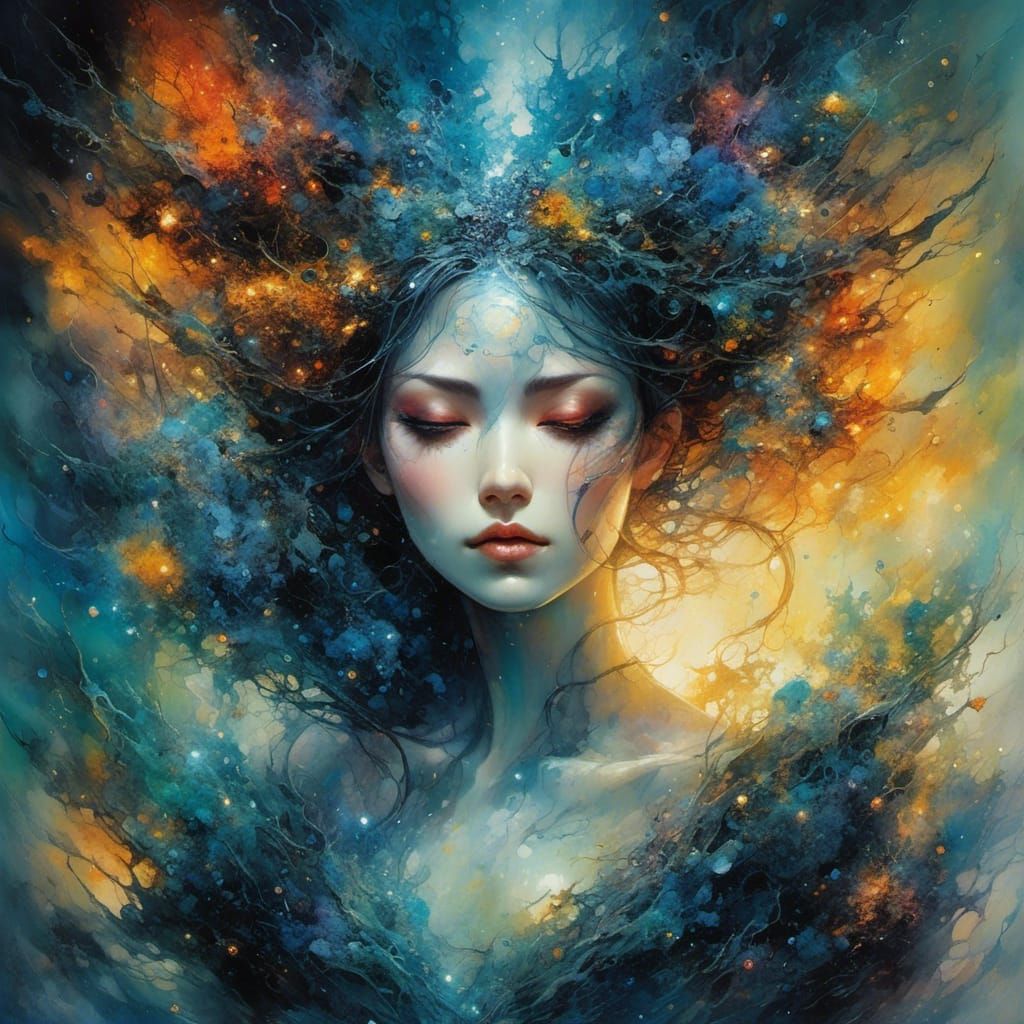 Vibrant Devil in Neon Grunge Kaleidoscope Style