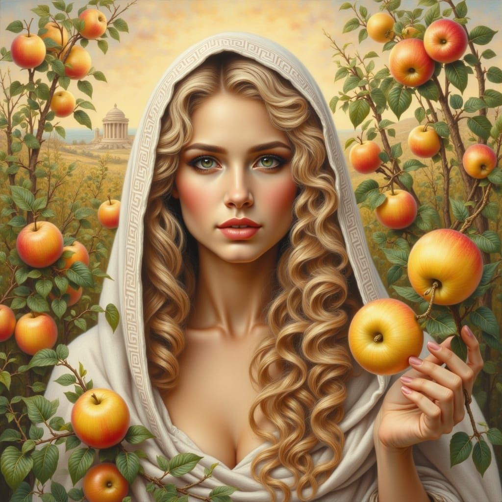 Ancient Greek Beauty Distraction in a Watercolor Style