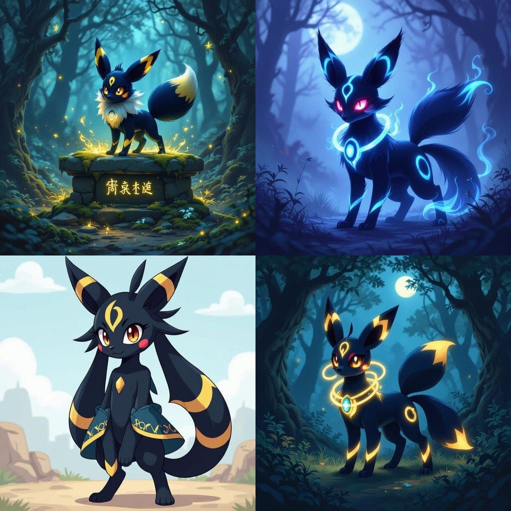 Umbreon Character Redesign in Digital Art Style