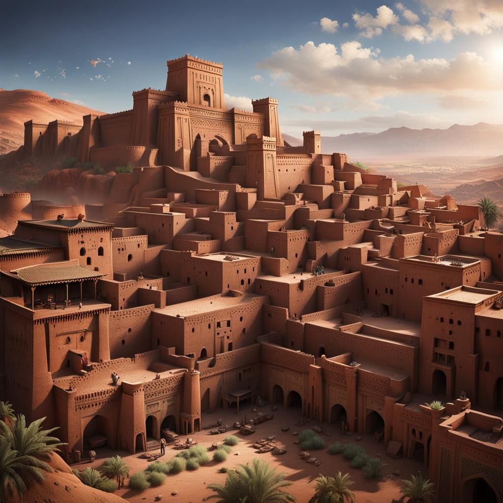 Epic Moroccan City Ait Benhaddou: Fantasy Art