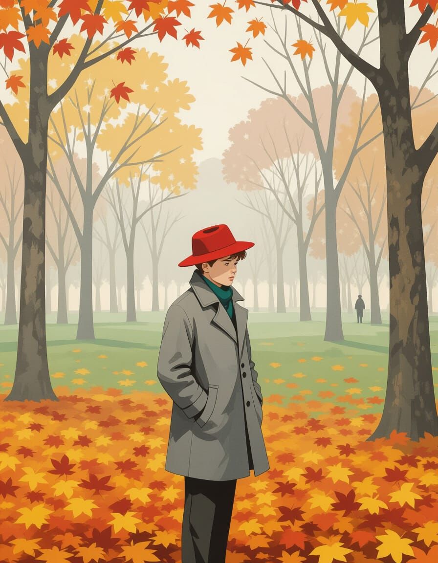 Holden Caulfield in Misty Central Park, Autumn