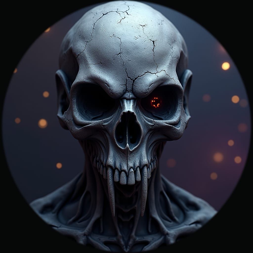 Eerie Fear Skull in Grayscale, High Definition