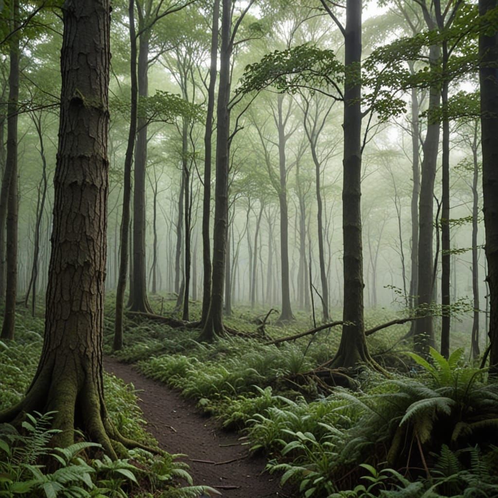Ominous Forest Filled with Wildlife and Verdant Trees