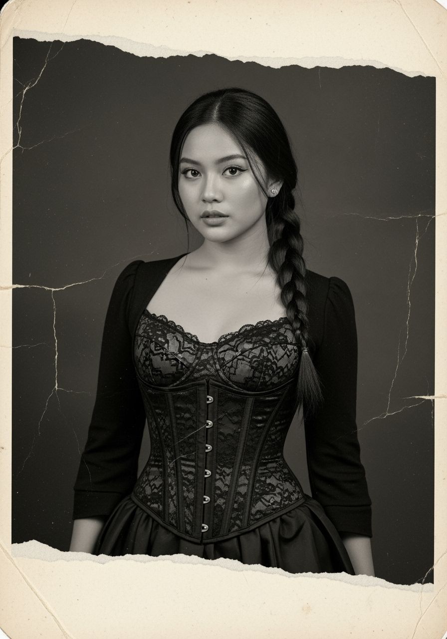 Vintage Photo: Indonesian Woman at Colonial Dining Table