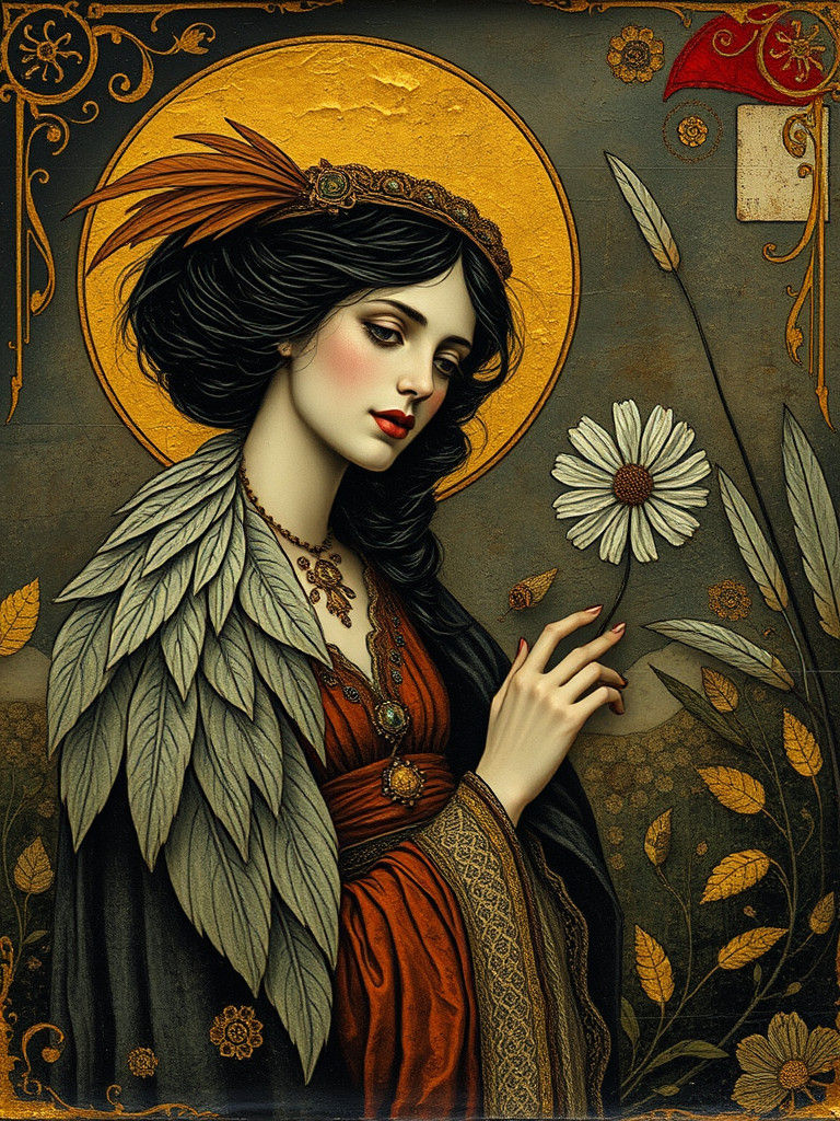 Feathered Crone in Polished Art Nouveau Style