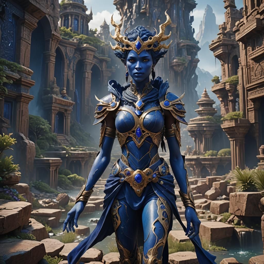 Lapis Lazuli Human Form: Detailed Fantasy Art