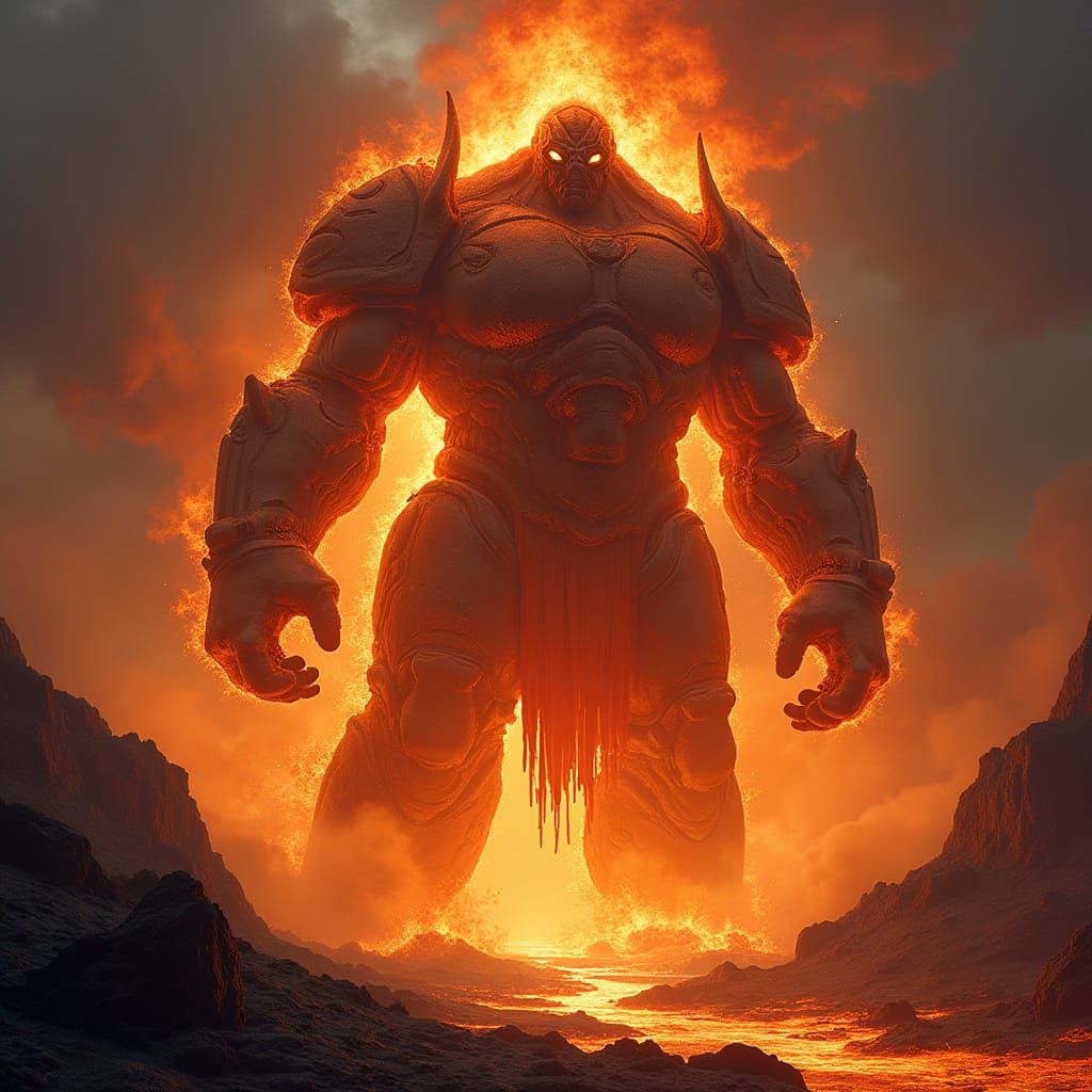 Fiery Colossus Unleashed in Volcanic Fury