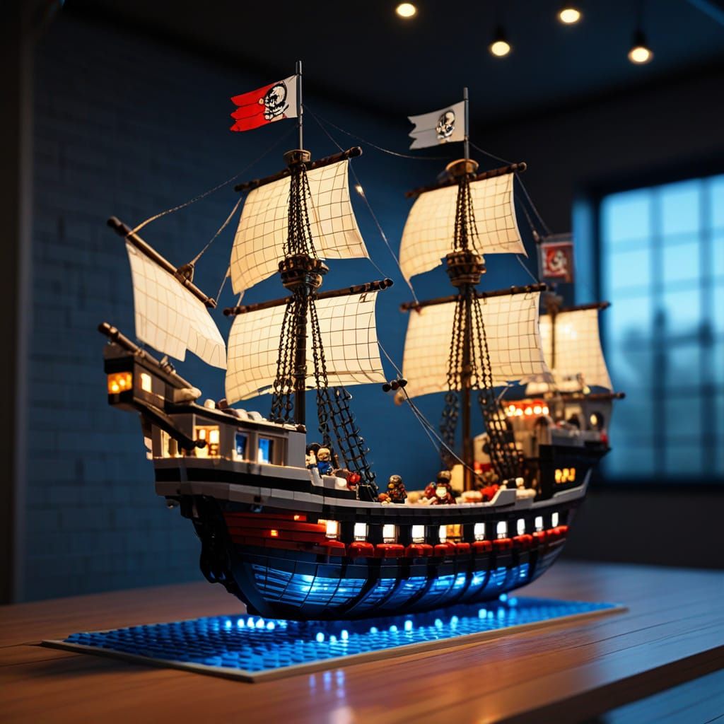 Pirate Ship in Neon Lights
