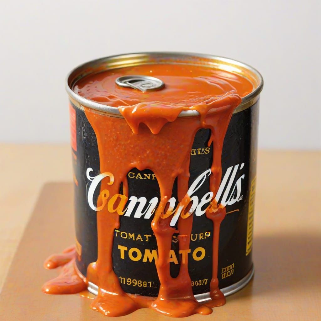 Opened Campbell's Soup Can with Dripping Sauce