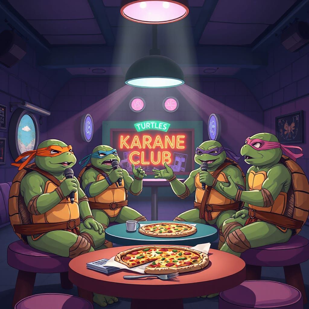 Ninja Turtles Karaoke Night in Manga Style