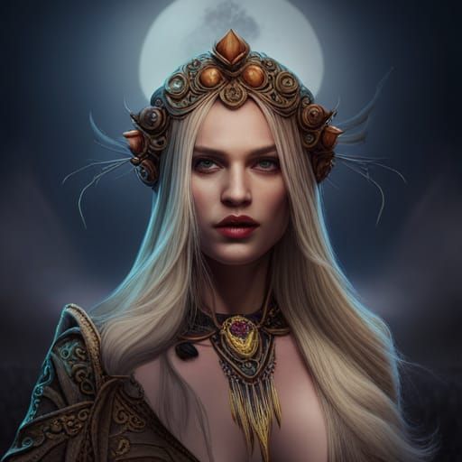 Detailed Witch Portrait in Fantasy Concept Art