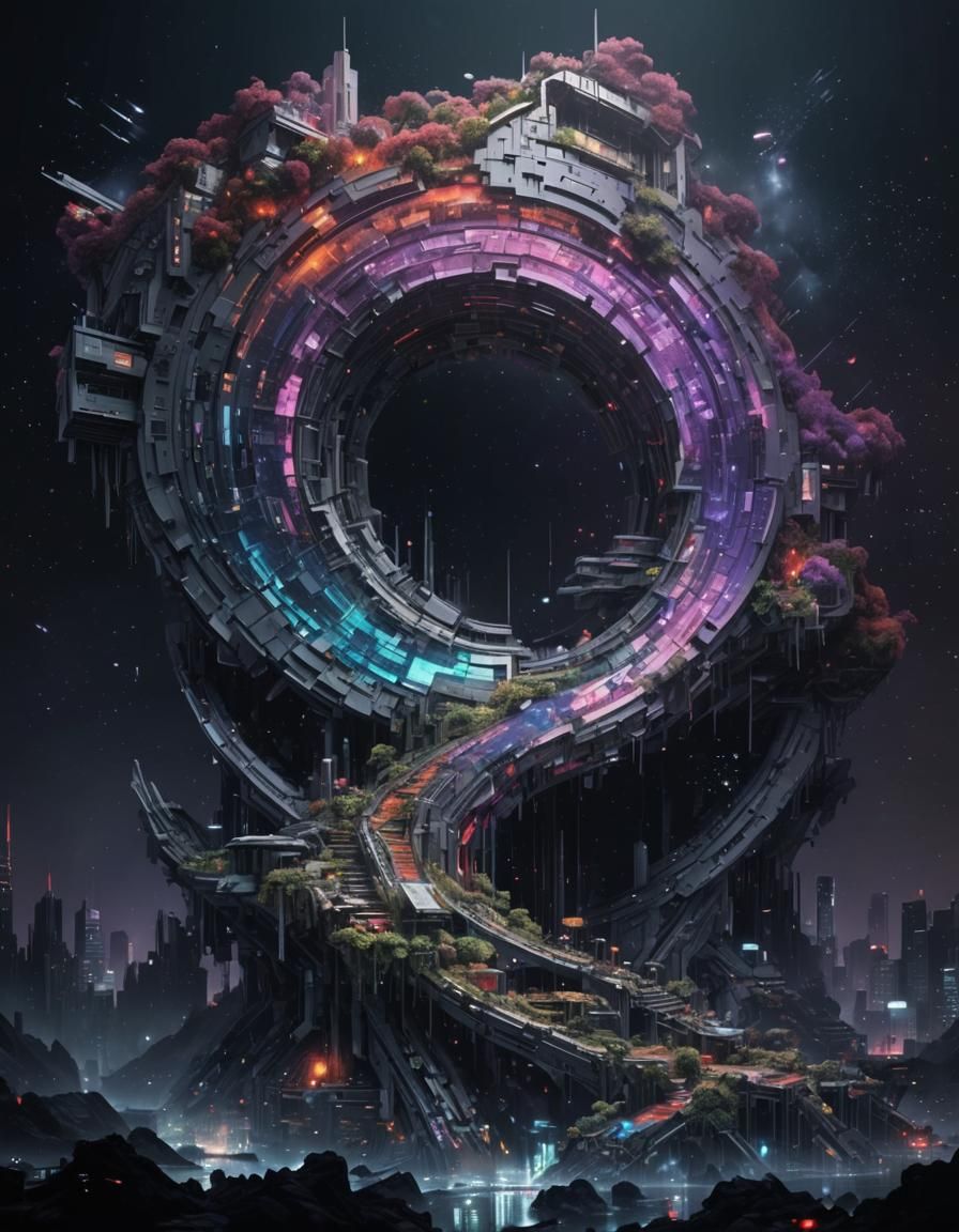 Pixelated Neofuturistic Landscape in Red and Gray