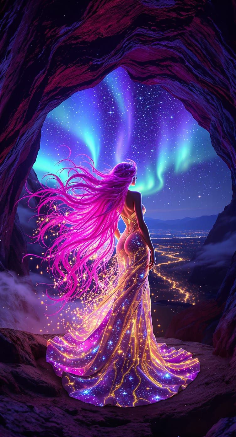 Goddess at Twilight Overlook: A Hyper-Stylized Masterpiece