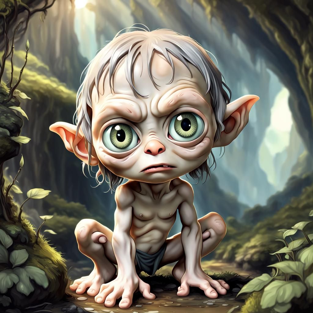 Chibi Gollum in the Shire Fantasy Art