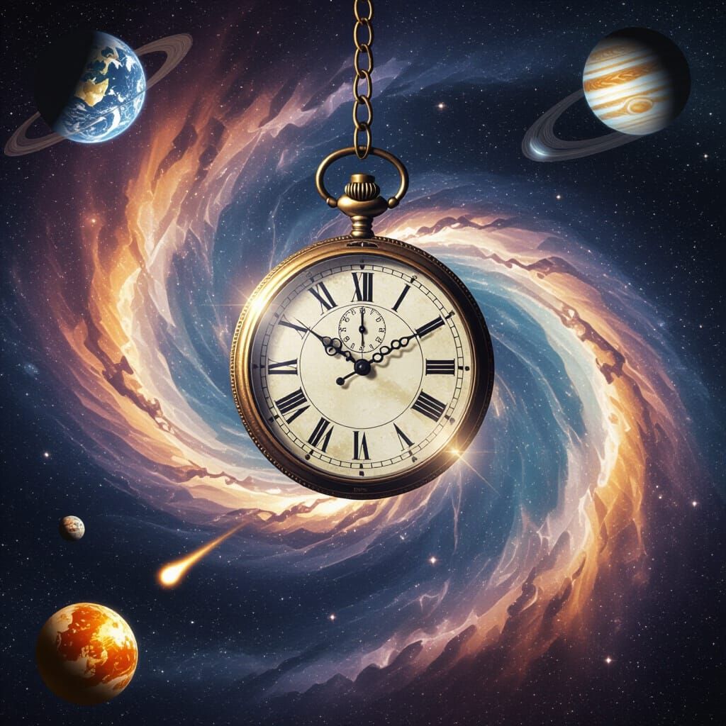 Cosmic Pocket Watch in Space Vortex