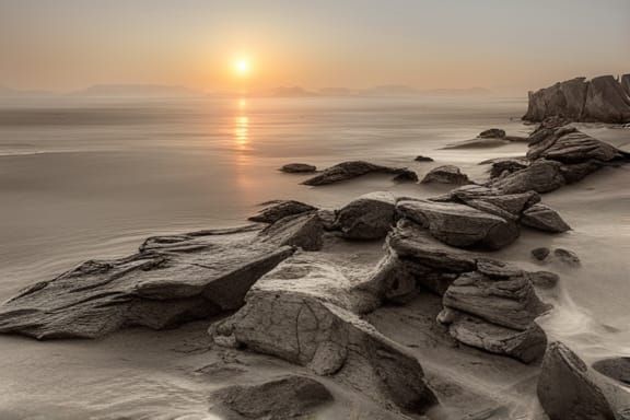 Goa Beach Panorama with Sunshine Rays