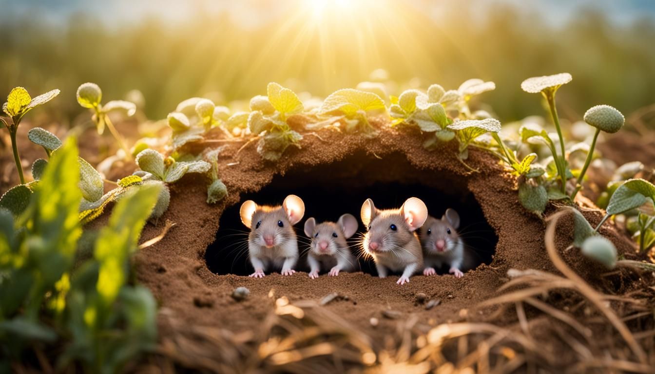 Family Peering Out of Burrow