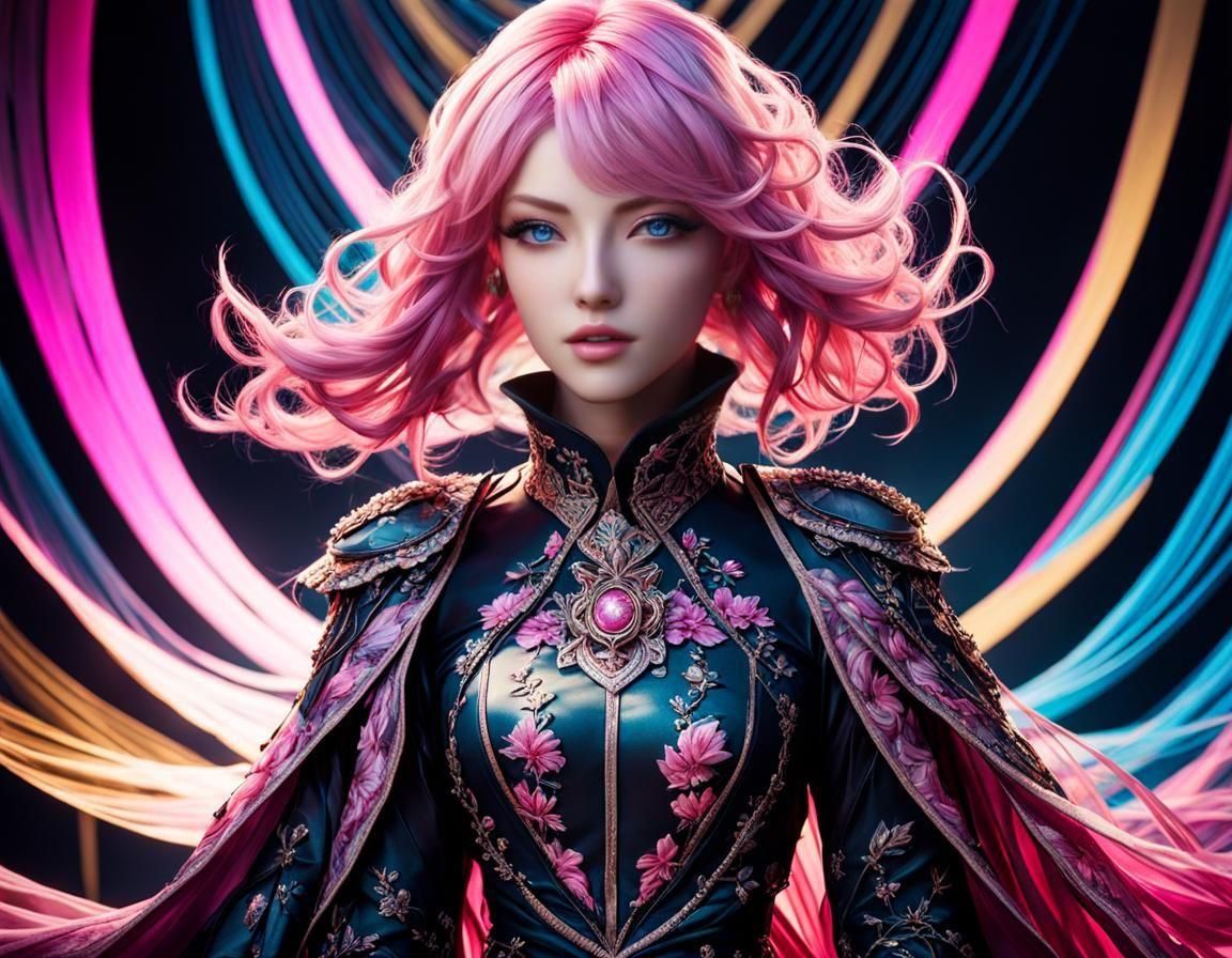 Final Fantasy Woman with Pink Hair in Digital Art