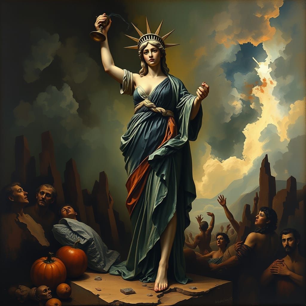 Venus de Milo as Liberty in Cubist Style