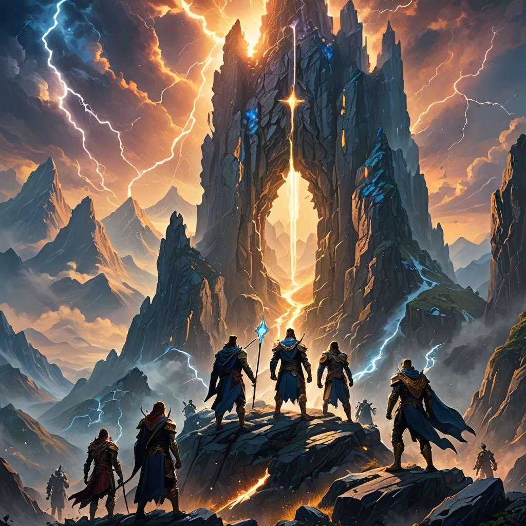 Victorious Heroes on Misty Peak with Magic Portal