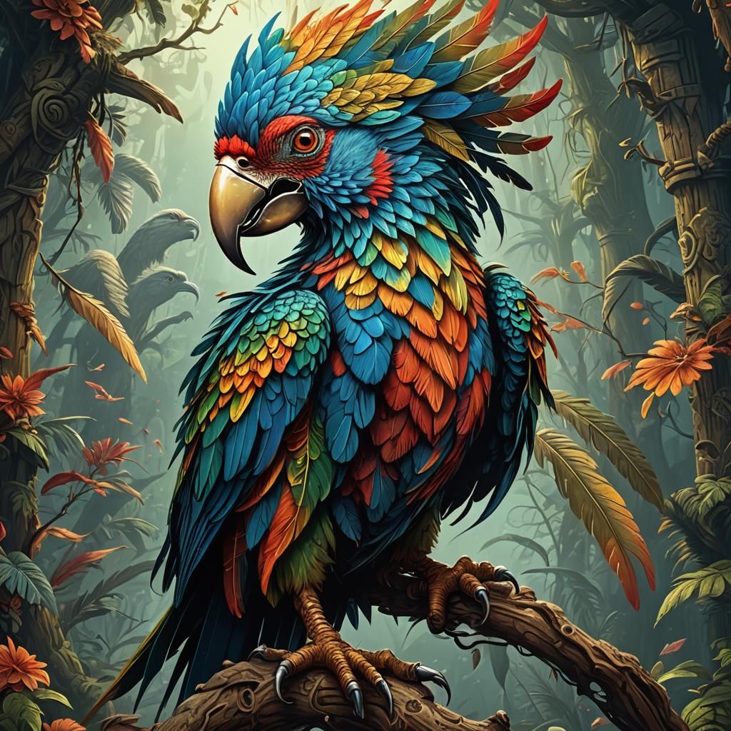 Fantasy Monster Bird in Alebrijes Style