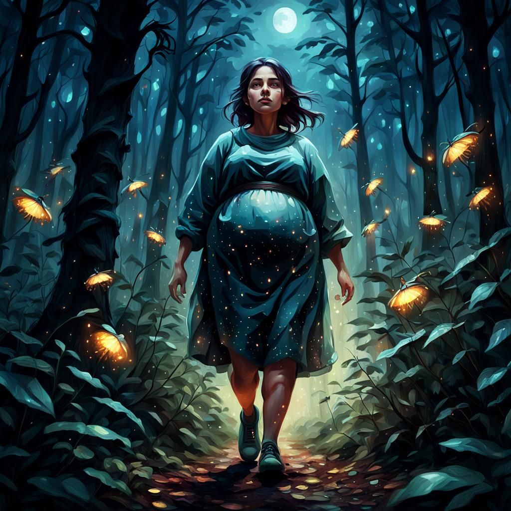 Girl Walks Through Forest in Hyperrealistic Digital Art